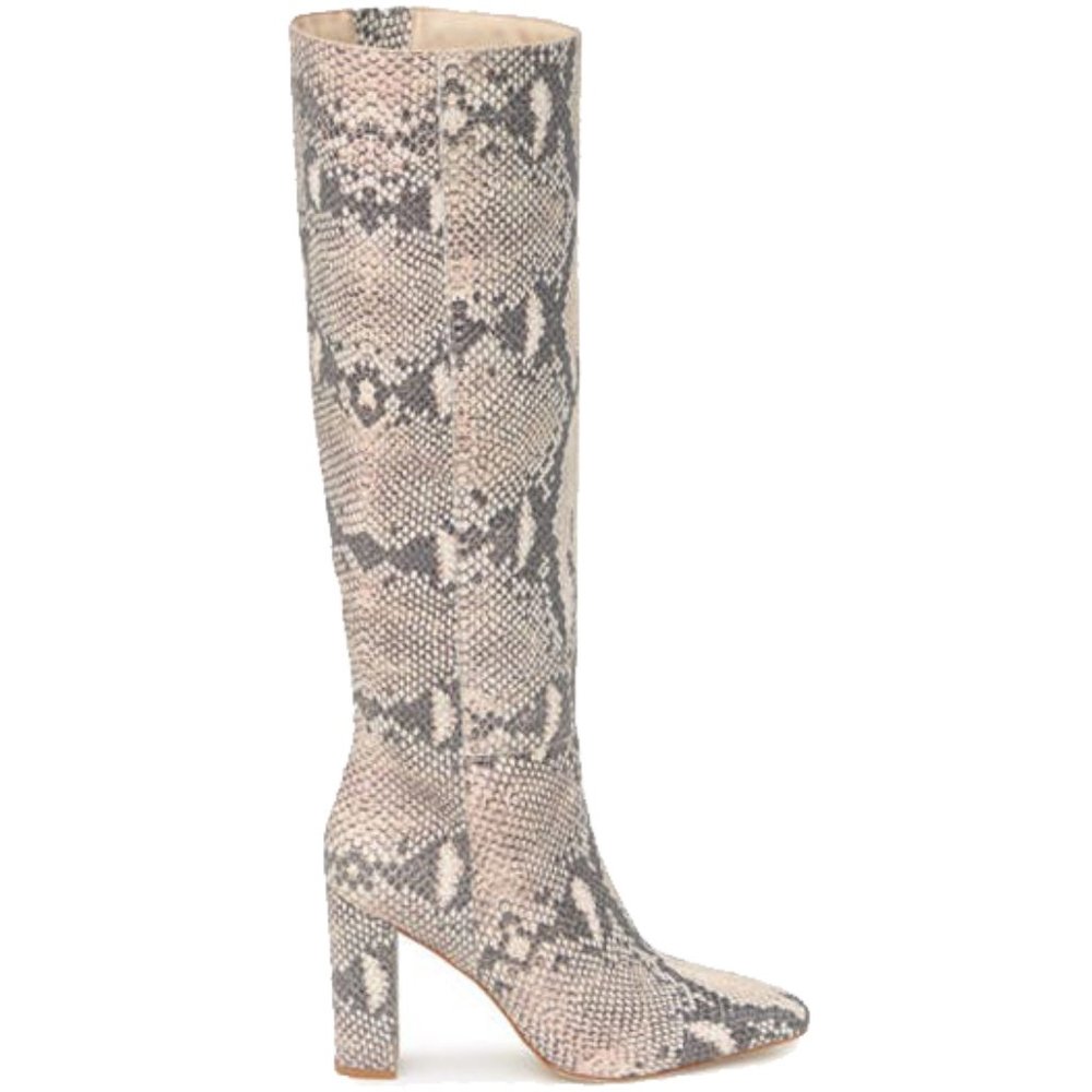 NEW Matisse Women Snakeskin Cream Beige Embossed Leather Tall Zipper Boot